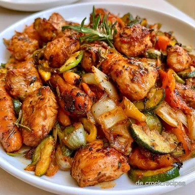 Ofengem&uuml;se mit H&auml;hnchen f&uuml;r 4 Personen Rezeptkarte