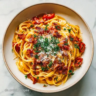 Pasta Amatriciana Rezept f&uuml;r 4 Portionen Rezeptkarte