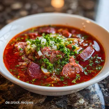 Soljanka DDR Rezept mit Jagdwurst f&uuml;r 4 Portionen Rezeptkarte
