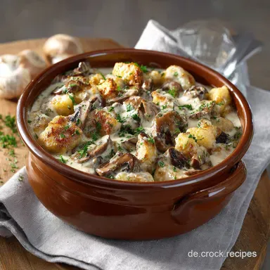 Sp&auml;tzletopf mit Rahmso&szlig;e Cremige Pilz-Hausmannskost Rezeptkarte