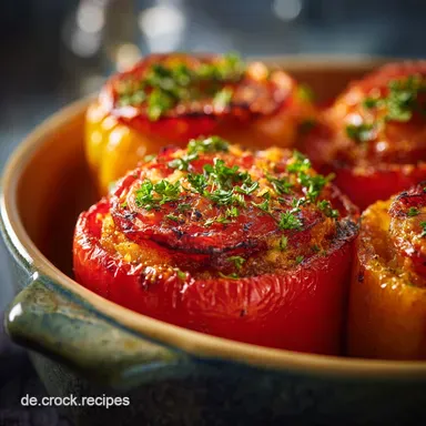 Vegan gef&uuml;llte Paprika: Herzhaftes Comfort Food aus dem Backofen Rezeptkarte
