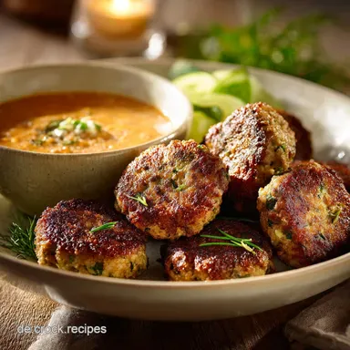 Veggie K&ouml;fte mit FetaGurken Dip Saftig, knusprig schnell gemacht Rezeptkarte