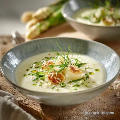 Cremige und leichte Spargelsuppe Mein Geheimnis f&uuml;r eine samtige Suppe Rezeptkarte