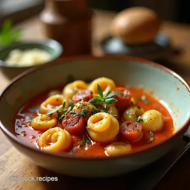Italienische WurstTortelliniSuppe Herzhaftes Comfort Food Rezeptkarte