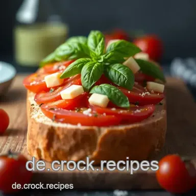 Einfach köstliche Bruschetta mit Tomaten und Basilikum zubereiten Rezeptkarte