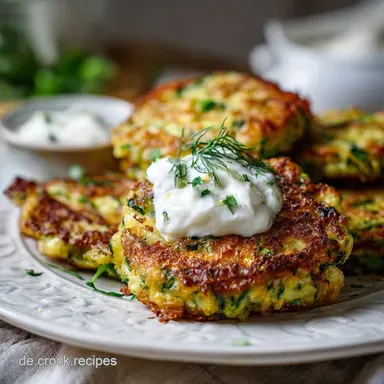 Zucchini Kartoffelpuffer Kr&auml;uterquark f&uuml;r 4 Rezeptkarte