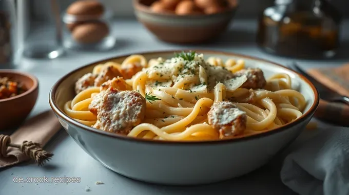 Cremiges Hähnchen Alfredo über Pasta