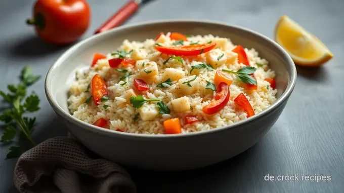 Dampfreis mit duftendem Gemüse und Kräutern