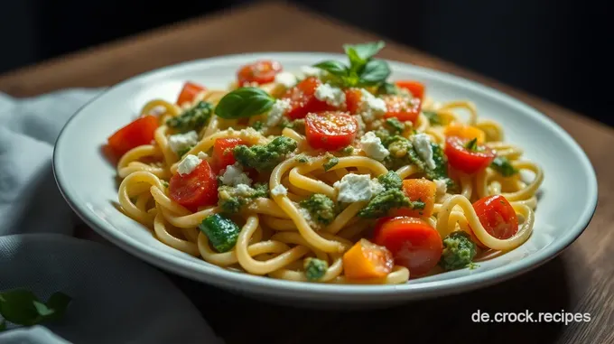 Erfrischender Nudelsalat mit Pesto