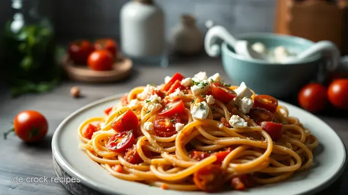 Feta-Tomate-Nudeln – Ein einfaches herzhaftes Pasta-Gericht