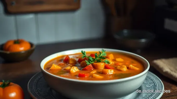 Hausgemachte Tomatensuppe mit frischen Kräutern und Basilikum