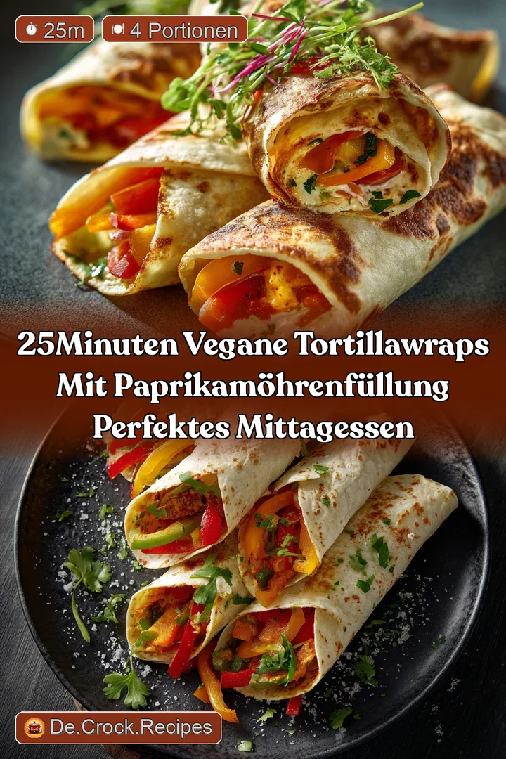 25Minuten Vegane TortillaWraps mit PaprikaM&ouml;hrenF&uuml;llung Perfektes Mittagessen
