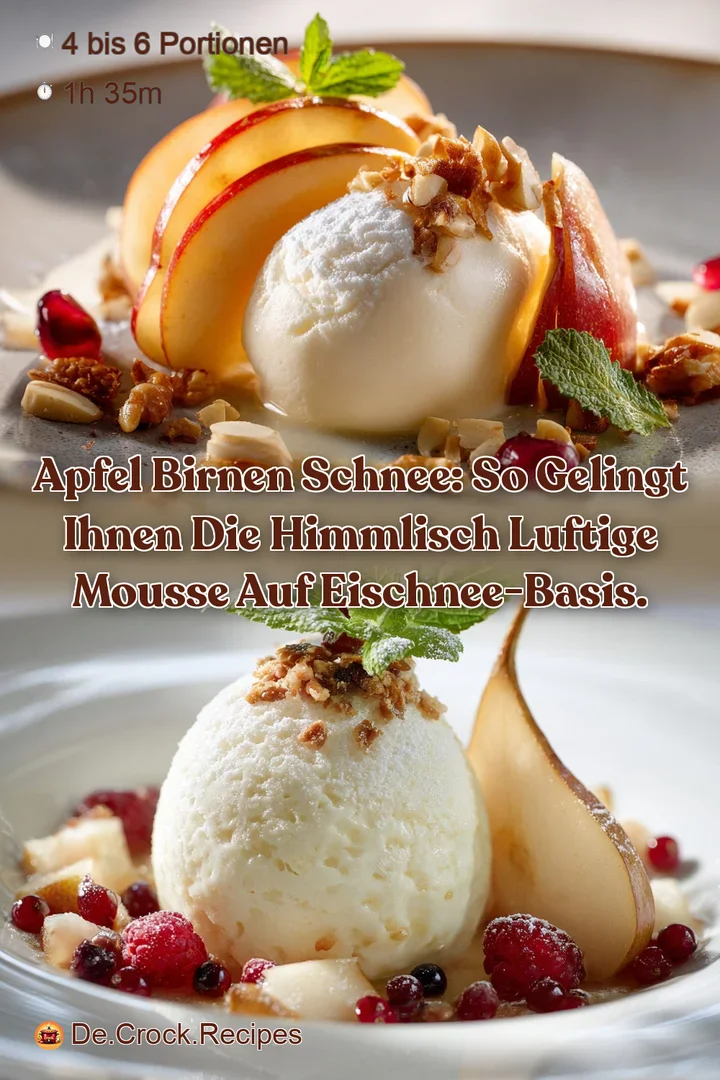 Apfel Birnen Schnee: So gelingt Ihnen die himmlisch luftige Mousse auf Eischnee-Basis.