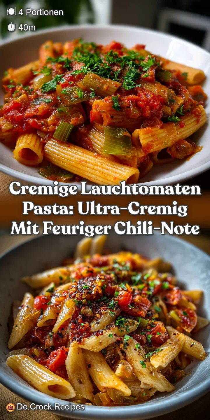 Cremige LauchTomaten Pasta: Ultra-cremig mit feuriger Chili-Note