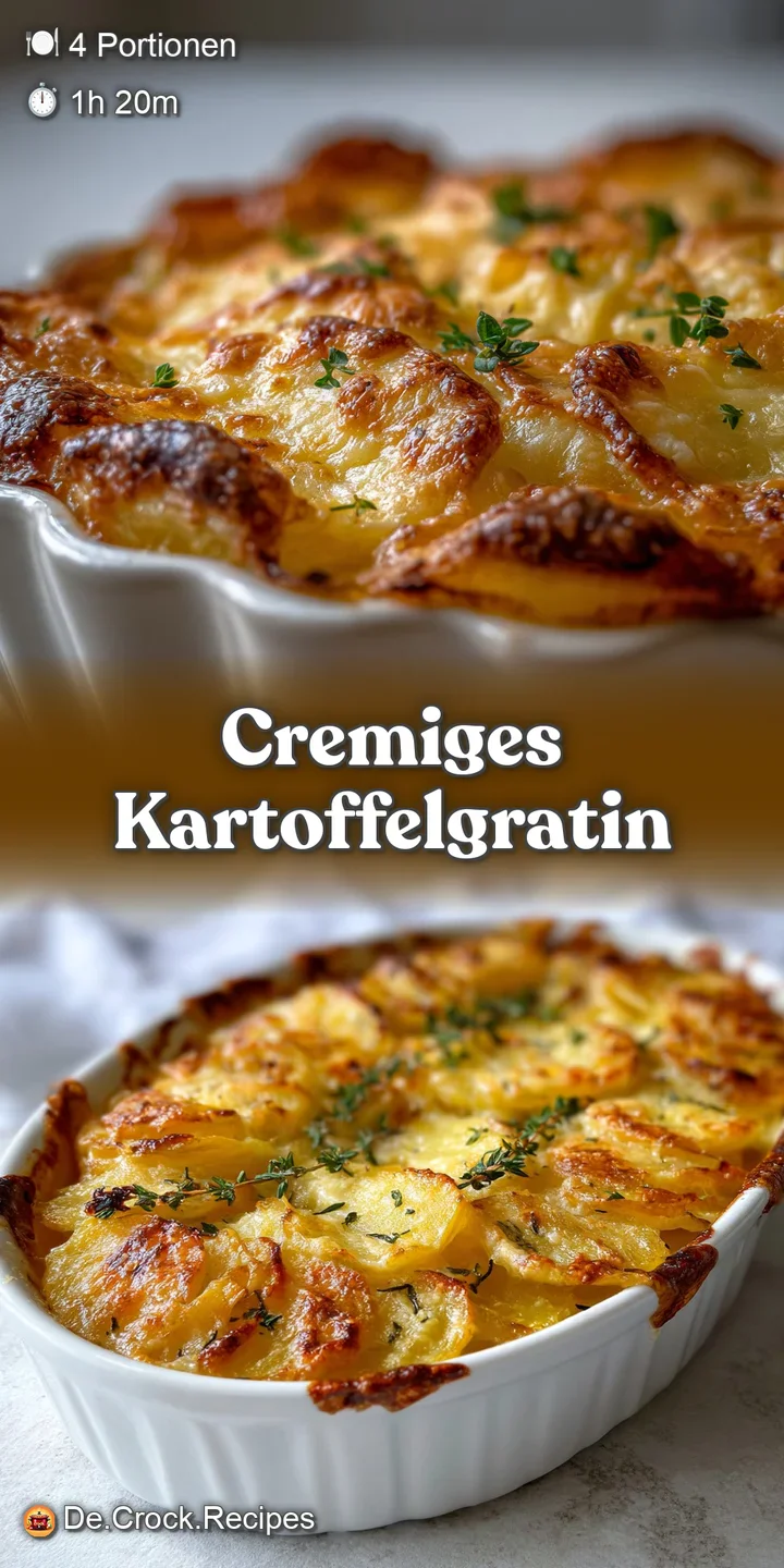 Close-up of potato gratin, showcasing the bubbly, golden cheese crust and creamy potato interior. Warm, inviting, and text...