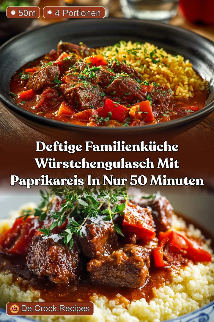 Deftige Familienk&uuml;che W&uuml;rstchengulasch mit Paprikareis in nur 50 Minuten