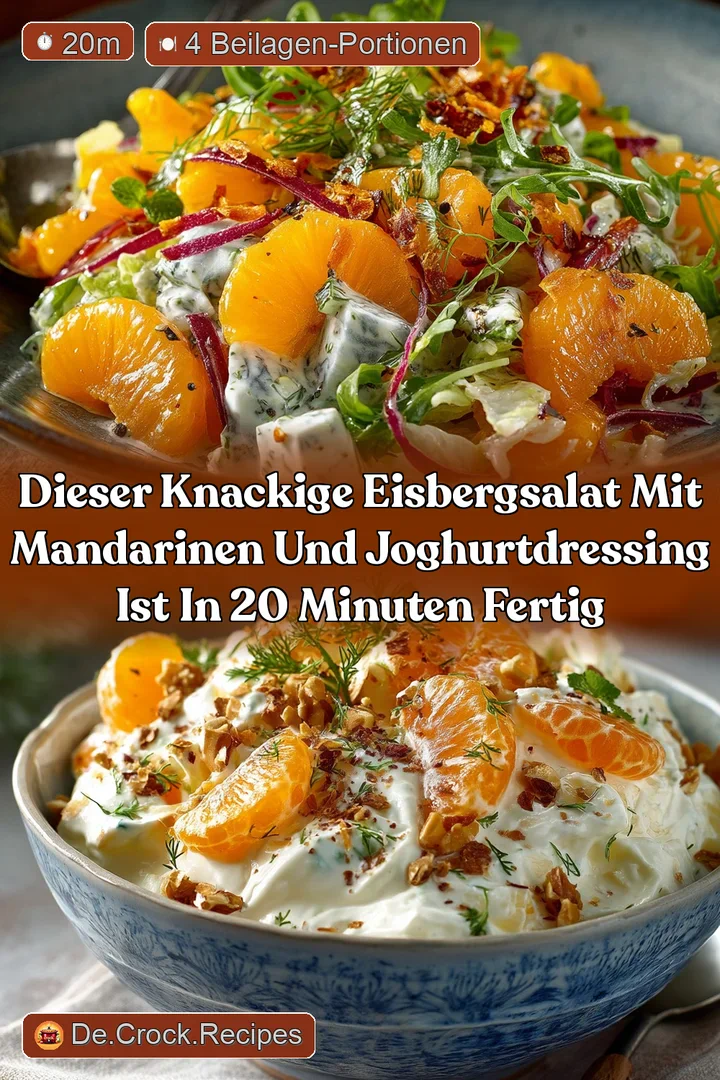 Dieser knackige Eisbergsalat mit Mandarinen und JoghurtDressing ist in 20 Minuten fertig