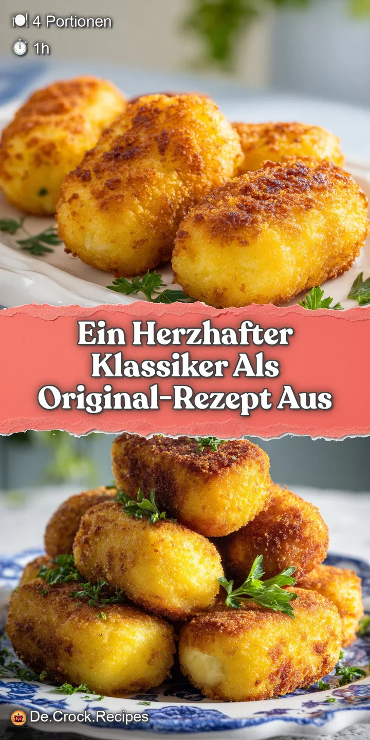 Close-up shot of a cheesy potato croquette, its golden crust glistening, showing a creamy, melted cheese filling within.