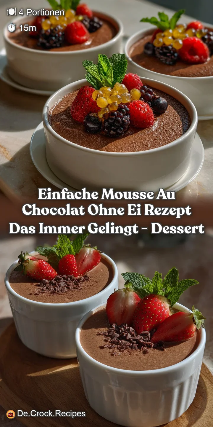 A close-up shot of glossy, dark chocolate mousse. The surface glistens, offering a glimpse of the rich, airy texture and i...