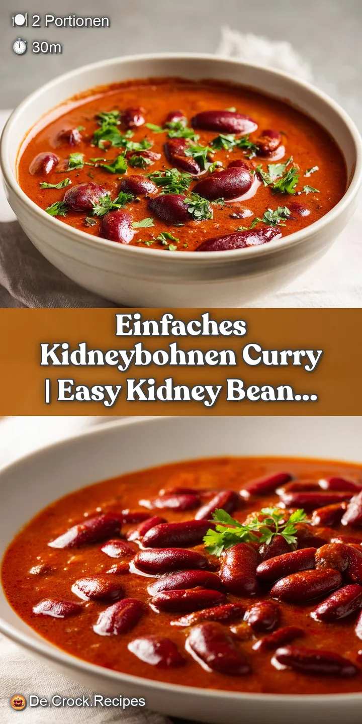 Nahaufnahme von gl&auml;nzenden roten Bohnen in einer s&auml;migen, goldgelben Sauce mit frischen, gr&uuml;nen Kr&auml;uterbl&auml;ttchen.