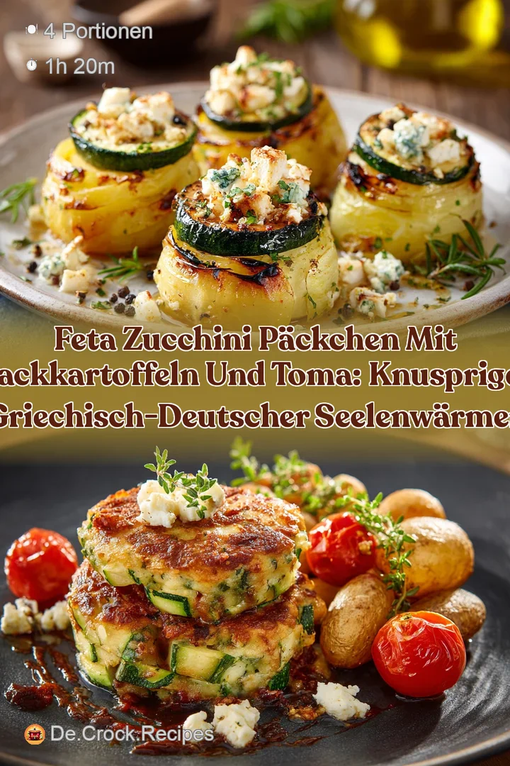 Feta Zucchini P&auml;ckchen mit Backkartoffeln und Toma: Knuspriger Griechisch-Deutscher Seelenw&auml;rmer