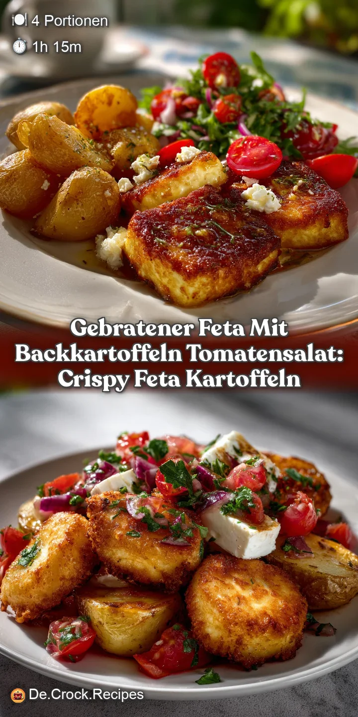 Gebratener Feta mit Backkartoffeln Tomatensalat: Crispy Feta Kartoffeln