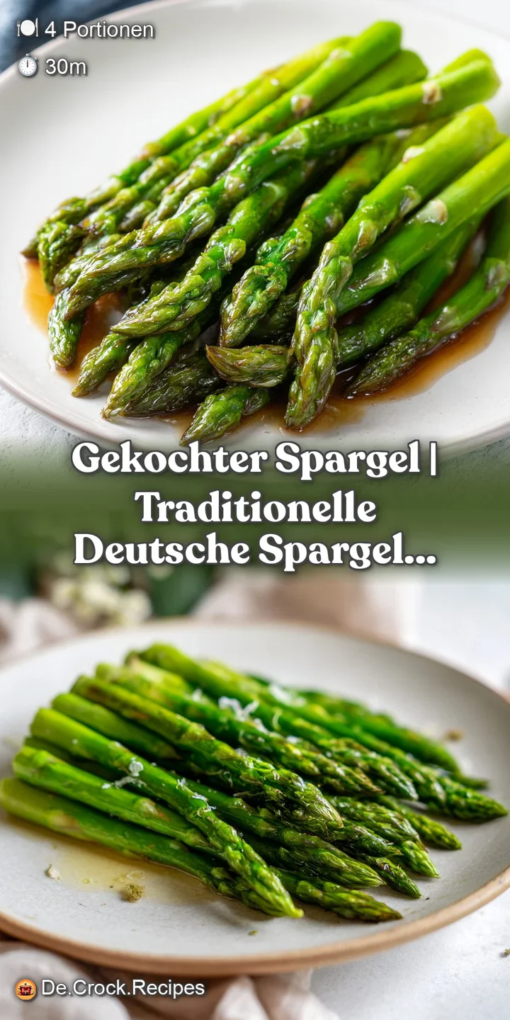 Close-up of vibrant green asparagus, glistening with melted butter, showing its delicate texture.