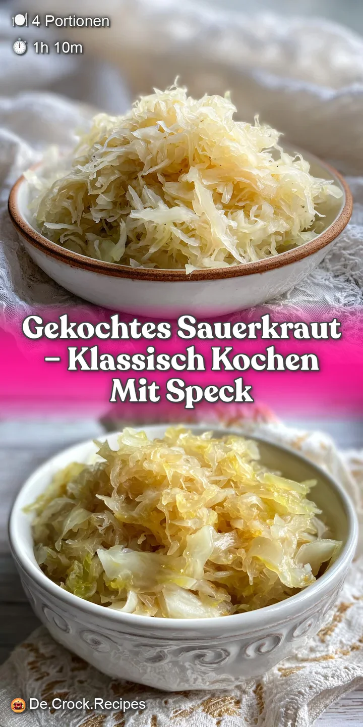 Close-up of glistening, tender sauerkraut with speck. Fatty bacon is interwoven, with a tantalizing hint of steam rising.