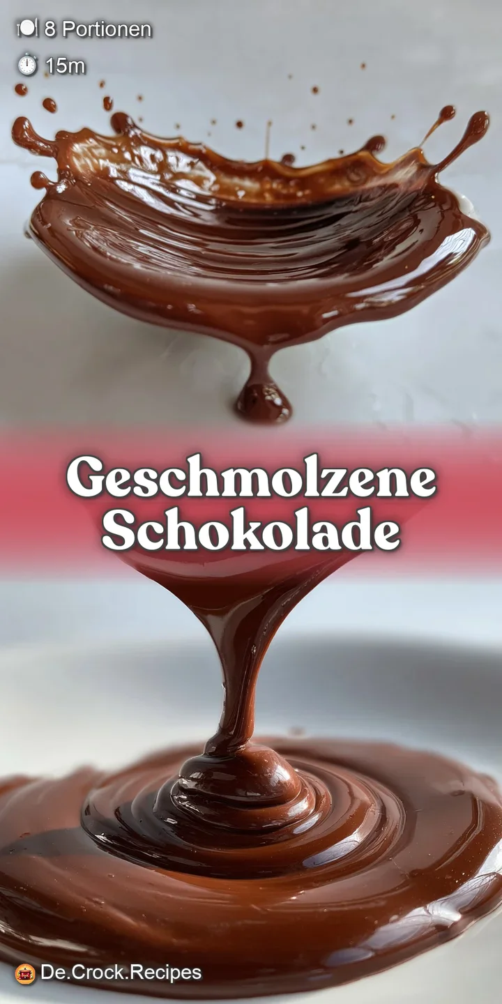 Close-up reveals the incredible shine of perfectly tempered, melted chocolate. A dark, luscious pool ready for dipping or ...