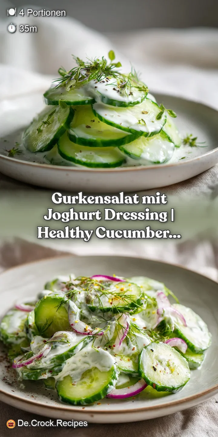 A refreshing close-up reveals glistening cucumber ribbons tossed in a thick, white yogurt dressing with scattered green he...