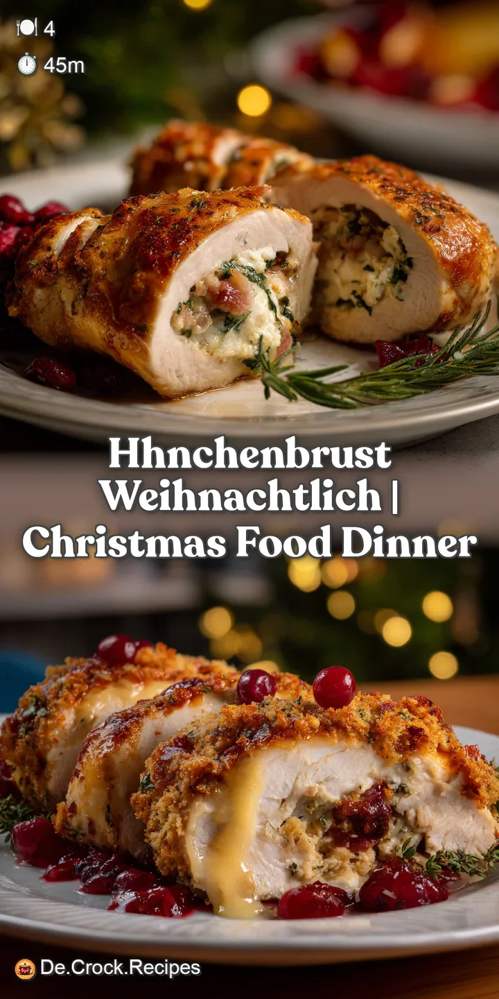 Close-up of juicy chicken breast glistening with sauce. The textures of the cranberry sauce and fluffy potatoes make it lo...