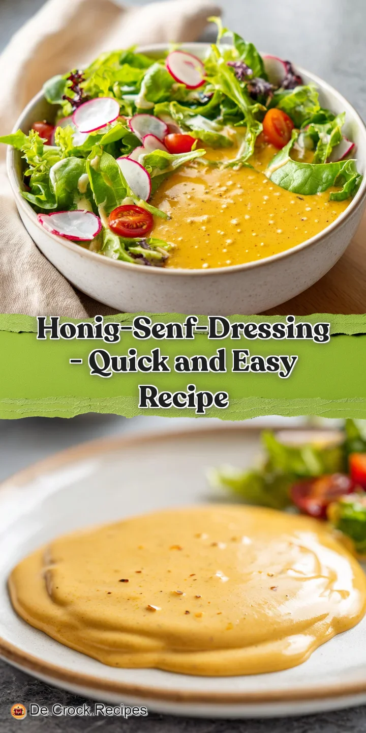 Close-up of a swirl of golden honey mustard dressing, showing its smooth, emulsified texture and rich sheen.