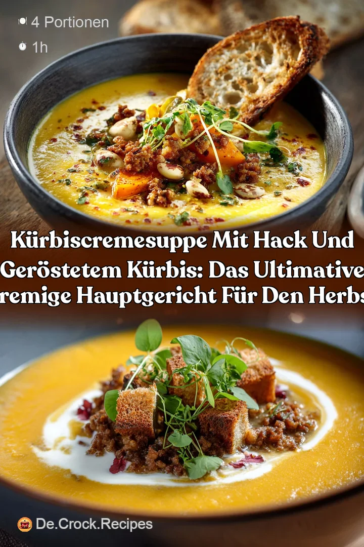 K&uuml;rbiscremesuppe mit Hack und ger&ouml;stetem K&uuml;rbis: Das ultimative cremige Hauptgericht f&uuml;r den Herbst