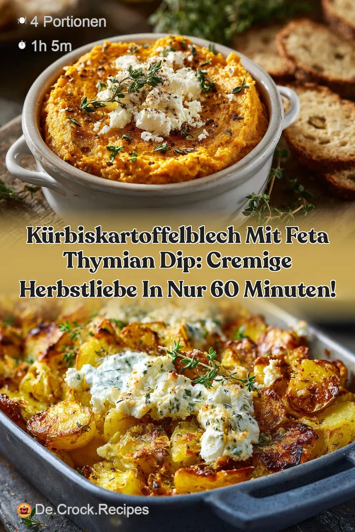 K&uuml;rbisKartoffelBlech mit Feta Thymian Dip: Cremige Herbstliebe in nur 60 Minuten!