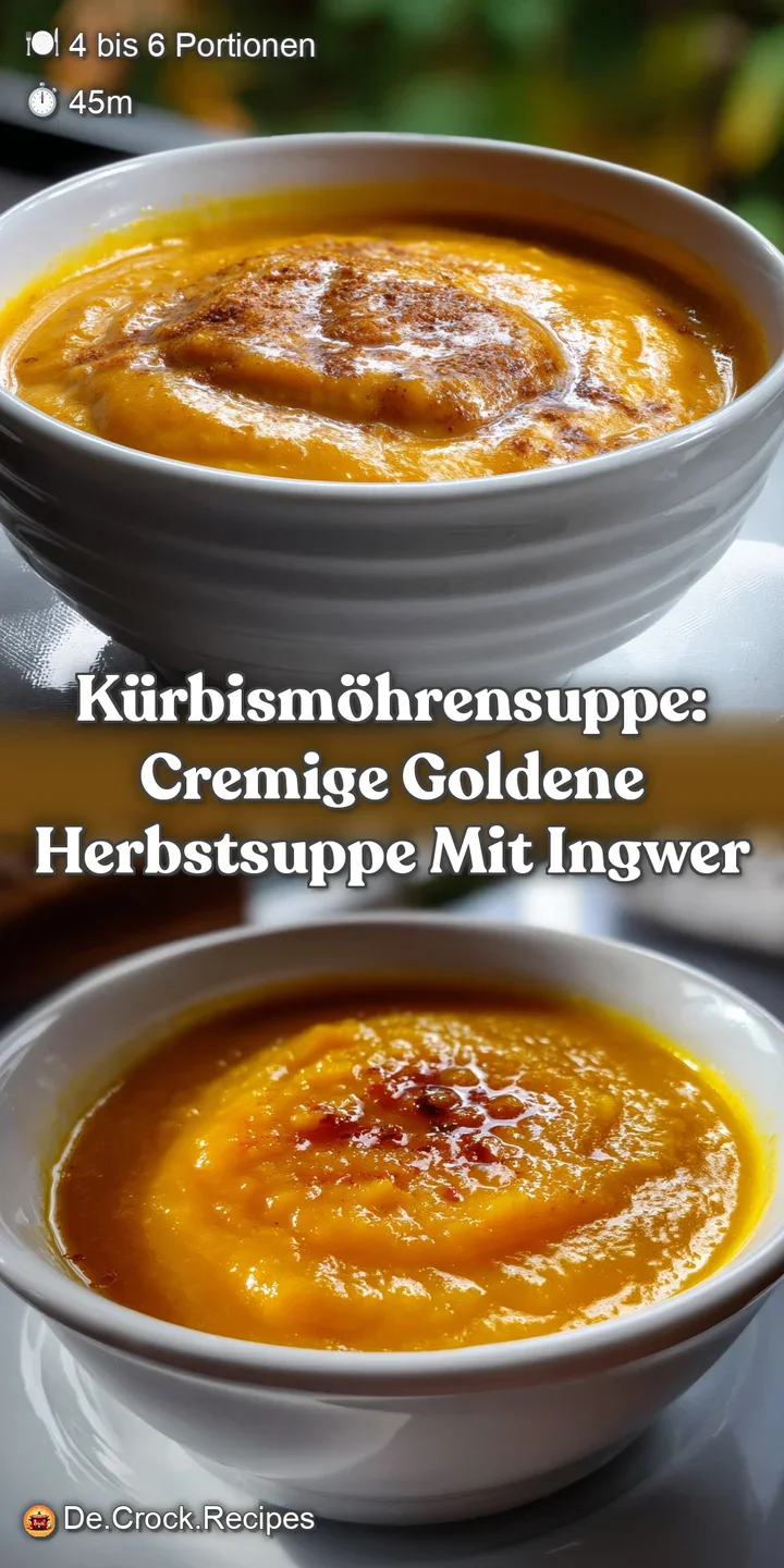 K&uuml;rbisM&ouml;hrensuppe: Cremige Goldene Herbstsuppe mit Ingwer