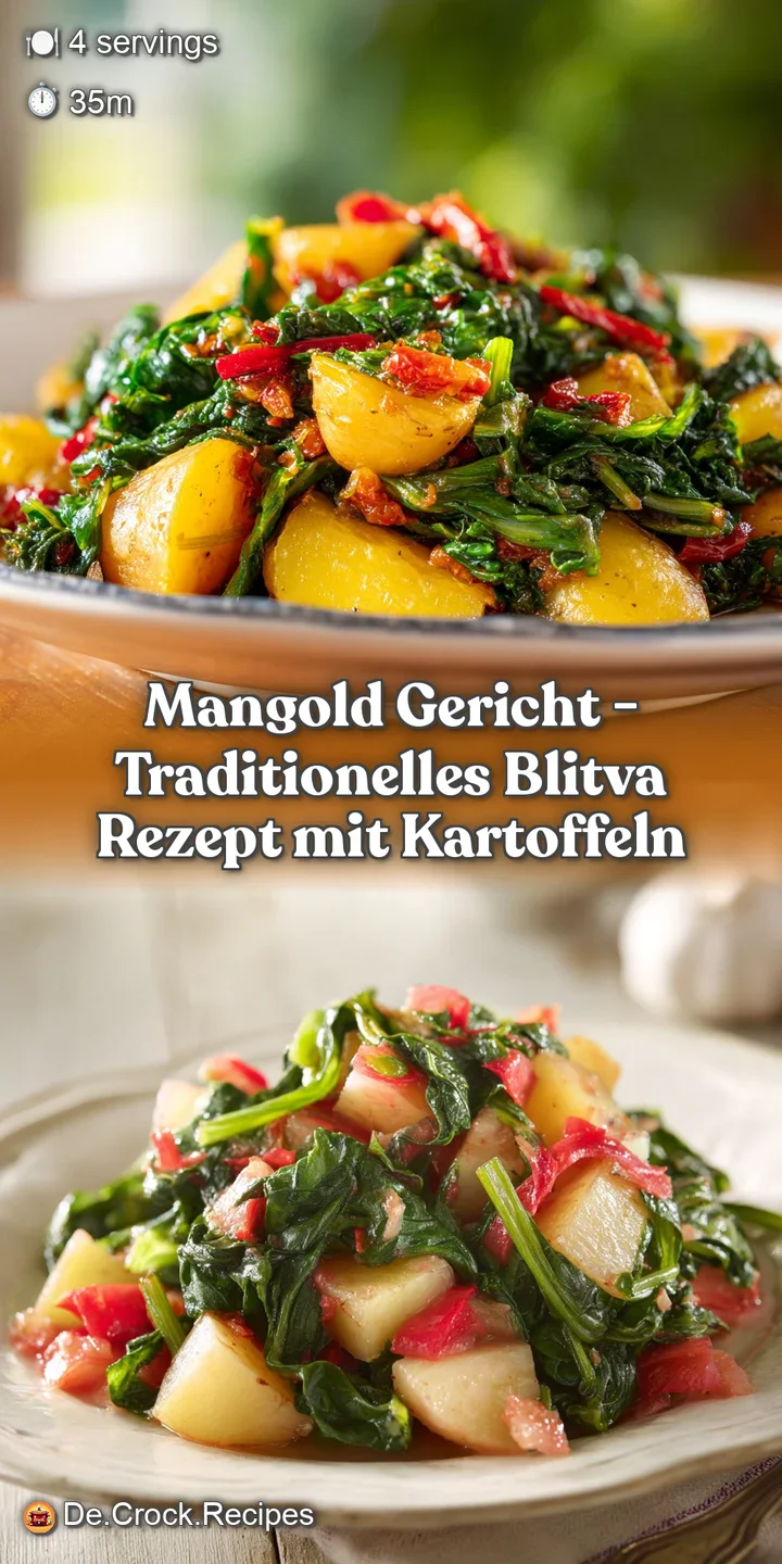A close-up reveals the glistening, tender green leaves of Swiss chard nestled amongst warm, golden potato pieces.