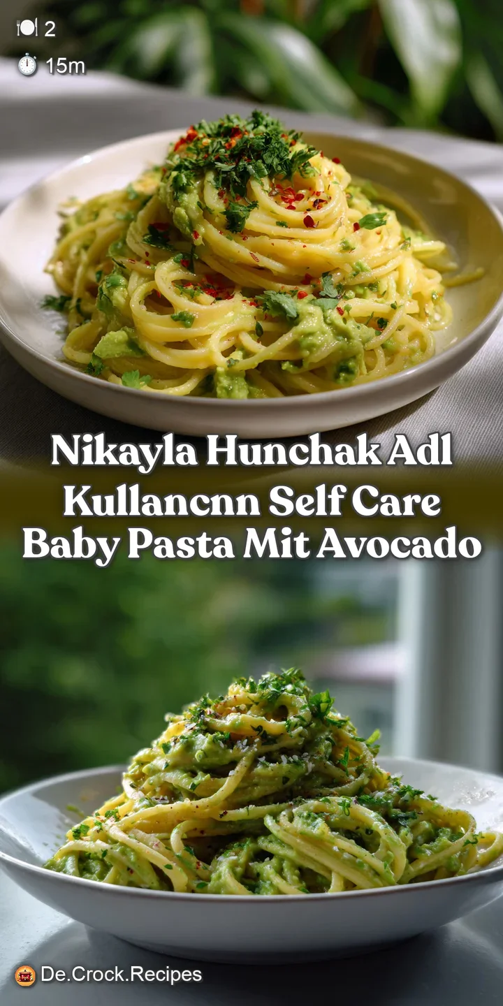 Close-up of creamy avocado pasta with bright green hue, glistening with oil and dotted with red pepper flakes. Delicious!