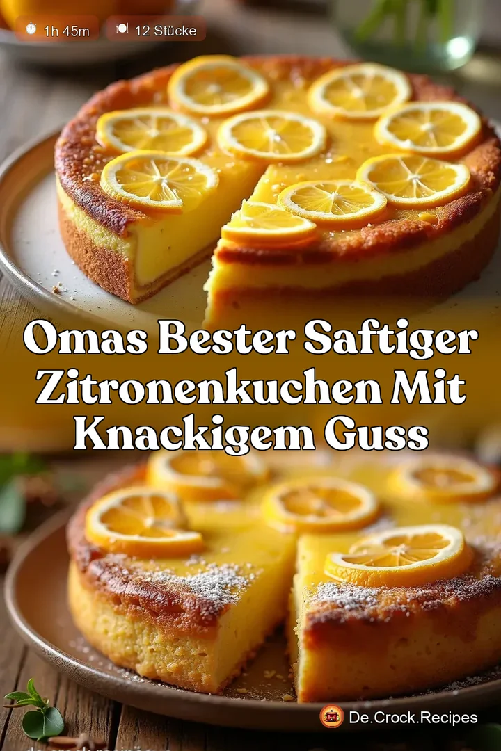 Omas bester saftiger Zitronenkuchen mit knackigem Guss