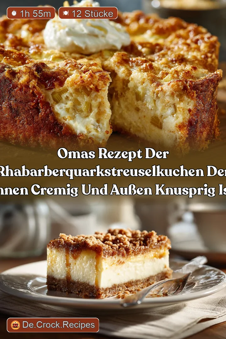 Omas Rezept Der RhabarberQuarkStreuselkuchen der innen cremig und au&szlig;en knusprig ist