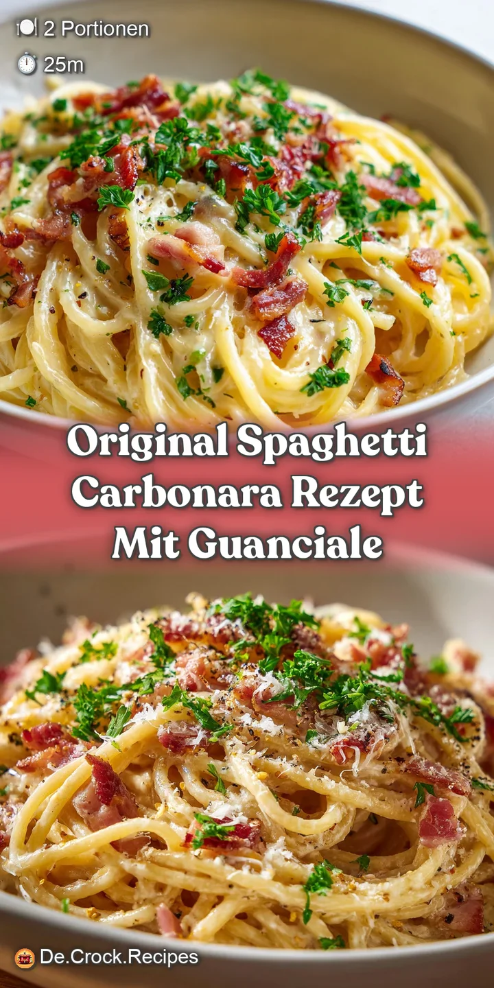 Close-up of spaghetti carbonara: glistening strands coated in creamy sauce with visible black pepper, pancetta, and fresh ...