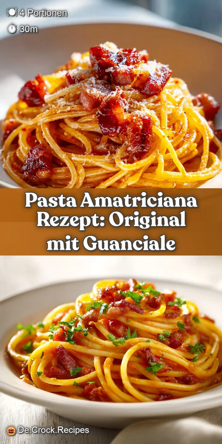 Close-up: Shiny, flavorful Amatriciana sauce clinging to perfectly cooked pasta, interspersed with golden, crispy guancial...