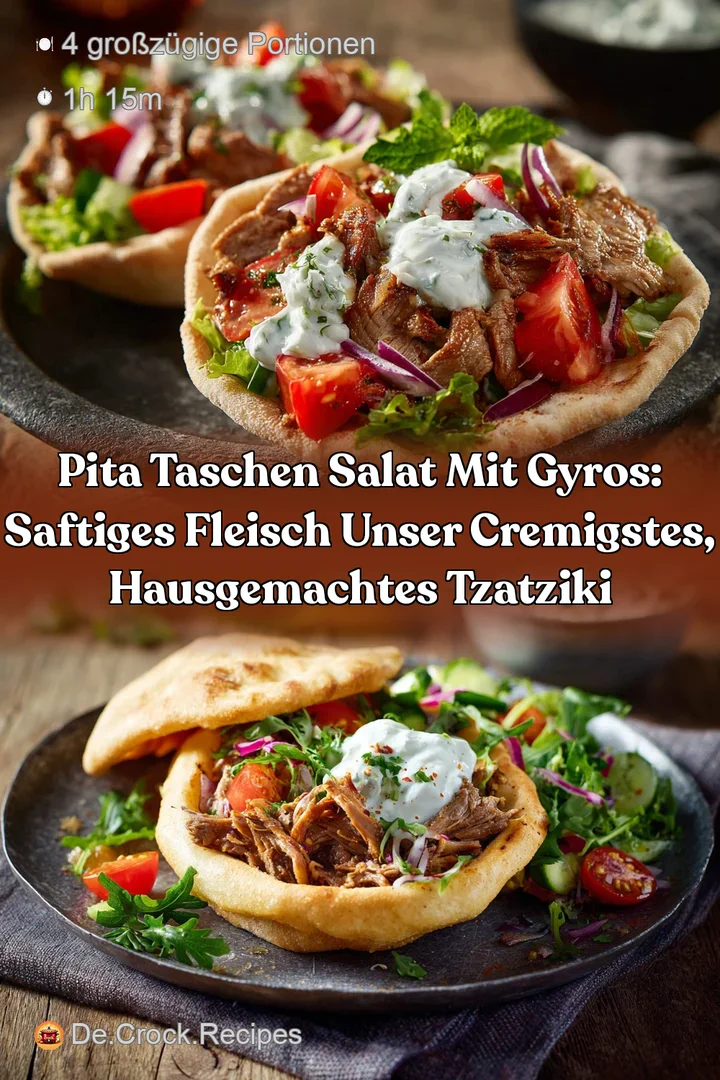Pita Taschen Salat mit Gyros: Saftiges Fleisch unser cremigstes hausgemachtes Tzatziki