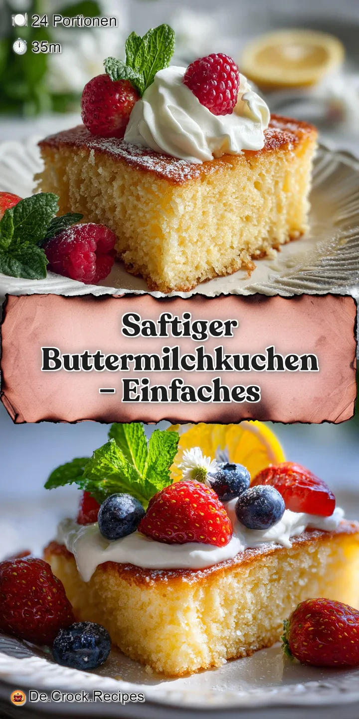 Close-up of soft, yellow buttermilk cake, its porous crumb visible beneath a delicate dusting of sweet, white powdered sugar.