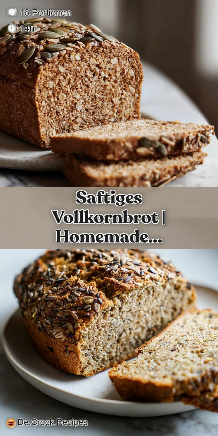 Close-up of a moist, whole grain bread slice with a rich, dark crust and embedded seeds, glistening slightly.