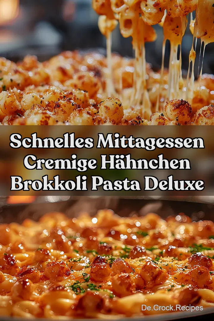 Schnelles Mittagessen Cremige H&auml;hnchen Brokkoli Pasta Deluxe