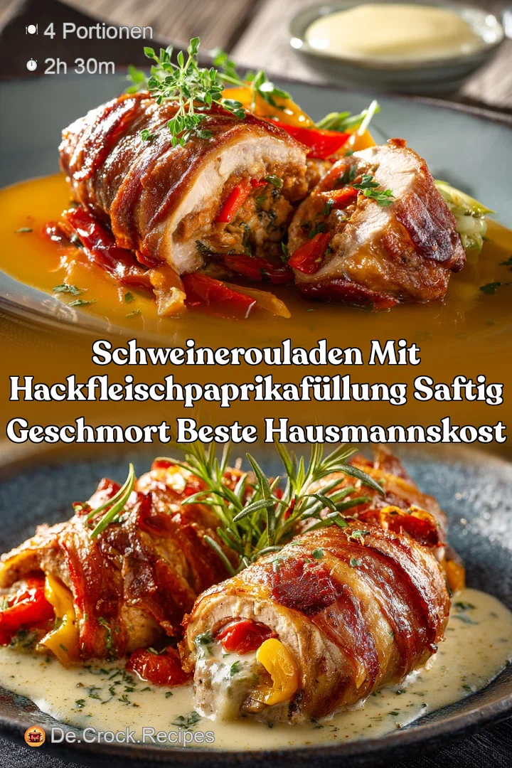 Schweinerouladen mit HackfleischPaprikaF&uuml;llung Saftig geschmort beste Hausmannskost