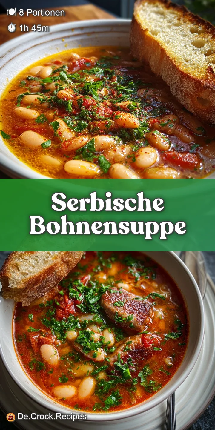 Close-up of thick, rich bean soup, showcasing the creamy broth and soft, swollen beans. Hints of smokiness and spice visible.