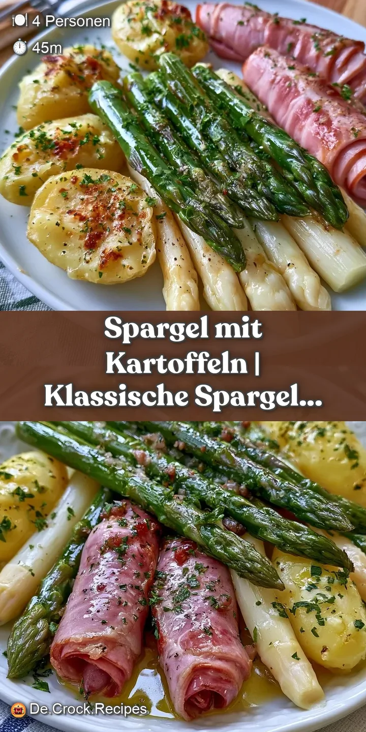 Nahaufnahme von butterweichen Spargelspitzen und dampfenden Kartoffelst&uuml;cken mit einer seidig gl&auml;nzenden Sauce.