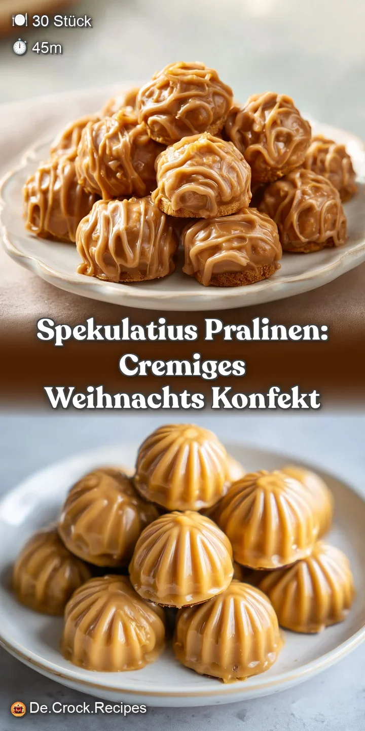 Close-up shot of a Spekulatius praline revealing a smooth, creamy center and the fine dusting of cocoa. Irresistibly delic...