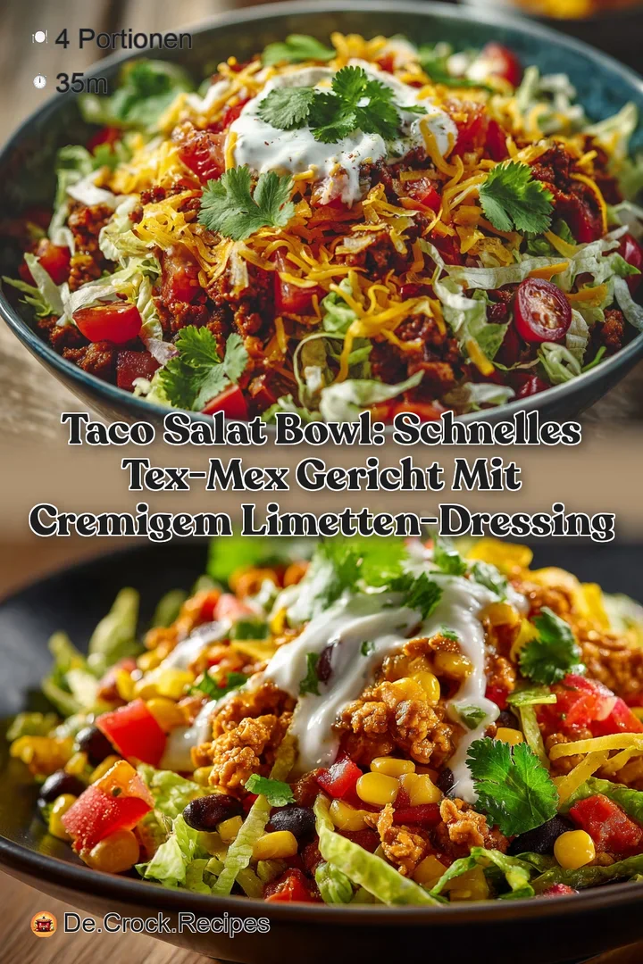 Taco Salat Bowl: Schnelles Tex-Mex Gericht mit cremigem Limetten-Dressing